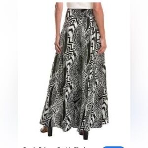 Magic Boho Geometric Abstract Print Maxi Skirt Full A-line Black White Medium